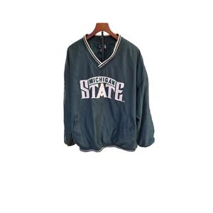 Vtg Crable Sportswear Michigan State Spartans V-Neck Windbreaker Mens XXL Green